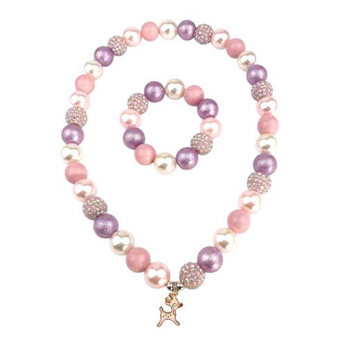 Bubblegum Bella Blush Reindeer Charm Necklace & Bracelet Set